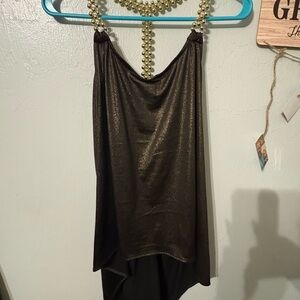 Body Central Black Metallic Beaded-Strap High-Lie Tank Top